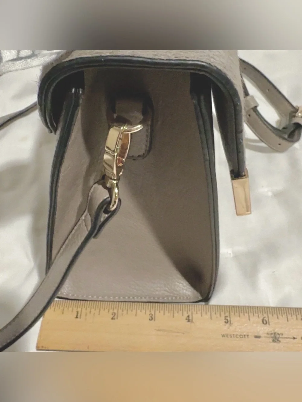 Dune London Taupe Gray Structured Satchel Crossbody Bag + Twilly